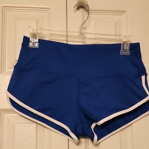 Women's Cheeky Athletic Shorts in Royal Blue with White Trim Size S